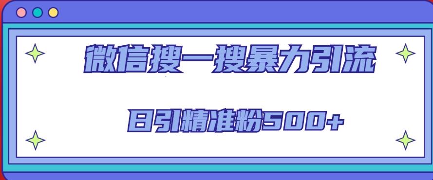 微信搜一搜引流全系列课程，日引精准粉500+（8节课）-虚拟资源库