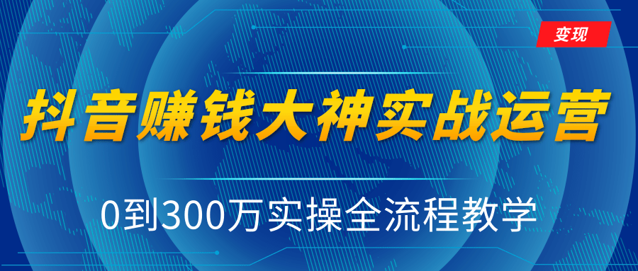 图片[1]-抖音赚钱大神实战运营教程，0到300万实操全流程教学，抖音独家变现模式-虚拟资源库