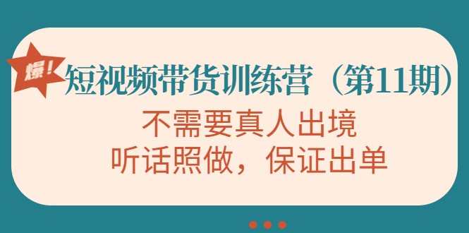 图片[1]-视频带货训练营，不需要真人出境，听话照做，保证出单（第11期）-虚拟资源库