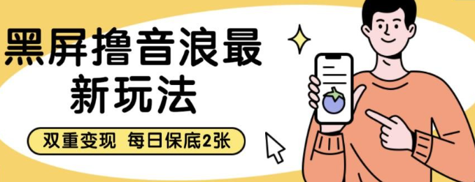 2023黑屏撸音浪最新玩法，双重变现，每日保底2张【揭秘】-虚拟资源库