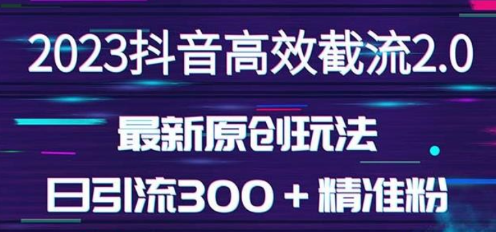 2023日引300＋创业粉，独家抖音高效截流2.0最新原创玩法价值1280课程下载-虚拟资源库