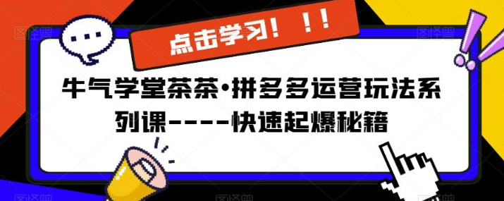 2023牛气学堂茶茶•拼多多运营玩法系列课—-快速起爆秘籍-虚拟资源库