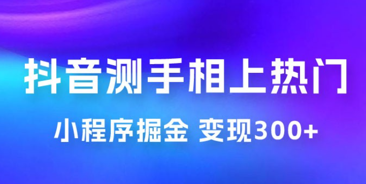 抖音小程序掘金：测手相上热门，当天见收益一小时变现 300+-虚拟资源库