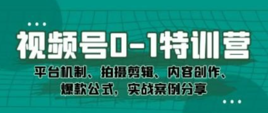 视频号0-1特训营：平台机制、拍摄剪辑、内容创作、爆款公式，实战案例分享-虚拟资源库