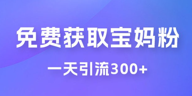 免费玩转获取宝妈粉，一天引流300+，变现超乎你想象-虚拟资源库