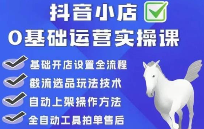 2023白马电商·0基础抖店运营实操课，基础开店设置全流程，截流选品玩法技术-虚拟资源库