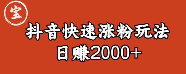 2023宝哥私藏·抖音快速起号涨粉玩法（4天涨粉1千）（日赚2000+）【揭秘】-虚拟资源库