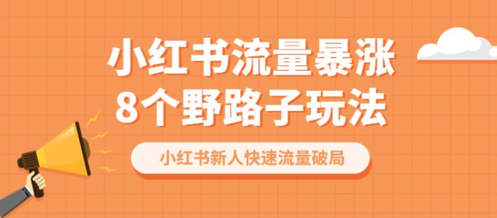 小红书流量暴涨 8 个野路子玩法：小红书新人快速流量破局（ 8 节课）-虚拟资源库