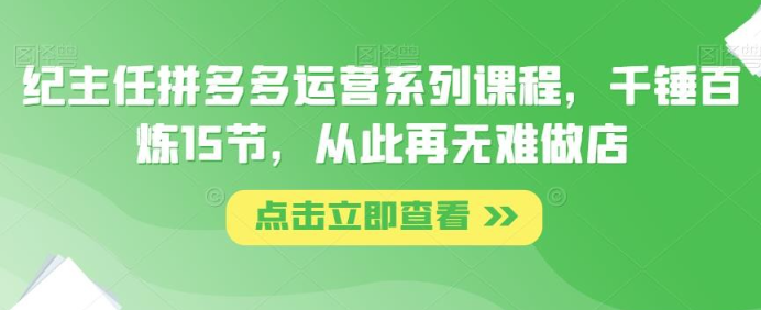 2023纪主任拼多多运营系列课程，千锤百炼15节，从此再无难做店-虚拟资源库