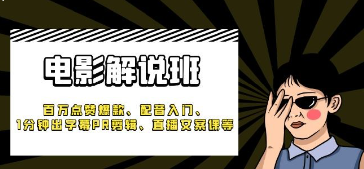 《电影解说班》含百万点赞爆款、配音入门、1分钟出字幕PR剪辑、直播文案课等-虚拟资源库