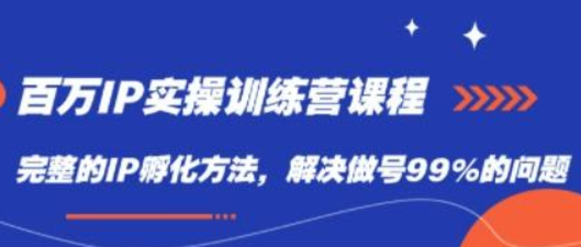 百万IP实战训练营课程，完整的IP孵化方法，解决做号99%的问题-虚拟资源库