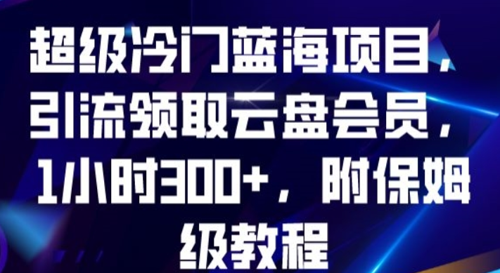 超级冷门蓝海项目 引流领取云盘会员 1小时300+ 附保姆级教程-虚拟资源库