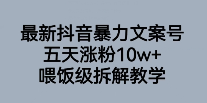 最新抖音暴力文案号 五天涨粉10w+ 喂饭级拆解教学-虚拟资源库