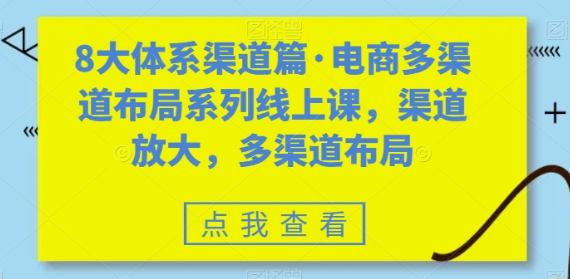 八大体系渠道篇 电商多渠道布局系列线上课 渠道放大 多渠道布局-虚拟资源库