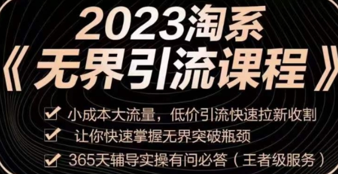 2023淘系引流实操课程 小成本大流量 低价引流快速拉新收割 让你快速掌握无界突破瓶颈-虚拟资源库