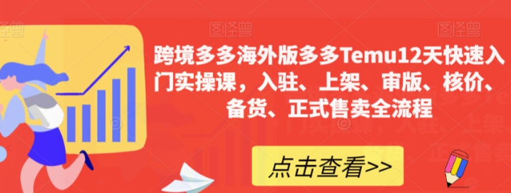 跨境多多海外版多多Temu12天快速入门实操课 入驻、上架、审版、核价、备货、正式售卖全流程-虚拟资源库