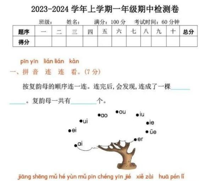 小学语文部编版1-6年级上册期中检测卷PDF百度网盘下载-虚拟资源库