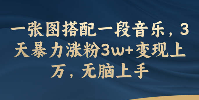 一张图搭配一段音乐 3天暴力涨粉3w+ 变现上万 无脑上手-虚拟资源库