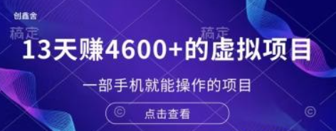 13天赚了4600+的虚拟项目，一部手机就能操作（附配套资源）-虚拟资源库