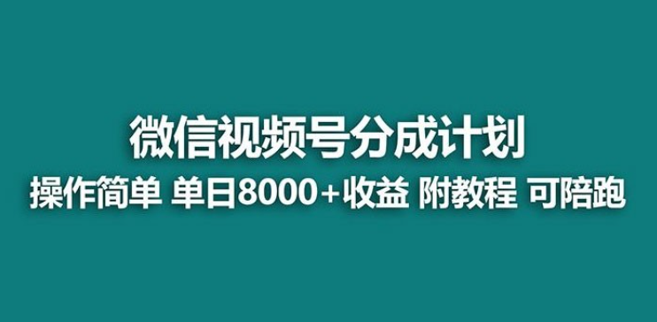 蓝海项目，视频号分成计划，单天收益 8000+，附玩法教程-虚拟资源库