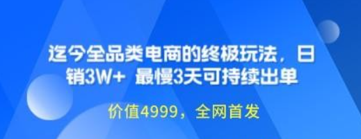 全网首发：东哲日记迄今全品类电商的终极玩法，日销3W+ 最慢3天可持续出单（价值4999）-虚拟资源库