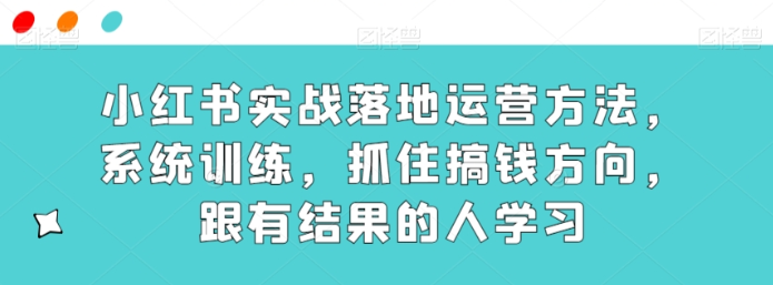 小红书实战落地运营方法 系统训练 抓住搞钱方向 跟有结果的人学习-虚拟资源库