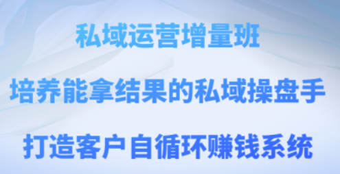 私域运营增量班 培养能拿结果的私域操盘手 打造客户自循环赚钱系统-虚拟资源库