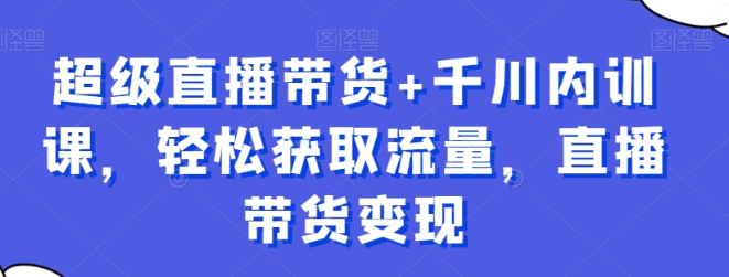 超级直播带货+千川内训课 轻松获取流量 直播带货变现-虚拟资源库