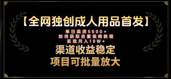 成人用品赛道引流获客 单日卖货5000+ 月入10w保姆级教程-虚拟资源库