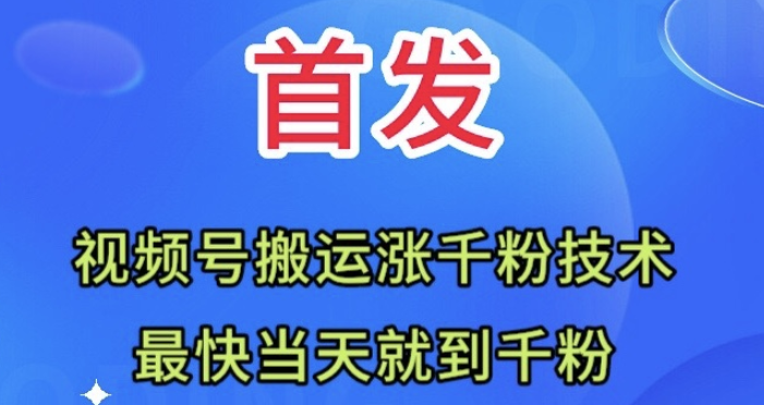 视频号无脑搬运涨千粉技术 最快当天到千粉-虚拟资源库