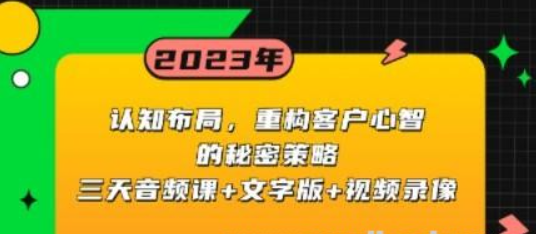 认知布局，重构客户心智的秘密策略三天音频课+文字版+视频录像-虚拟资源库