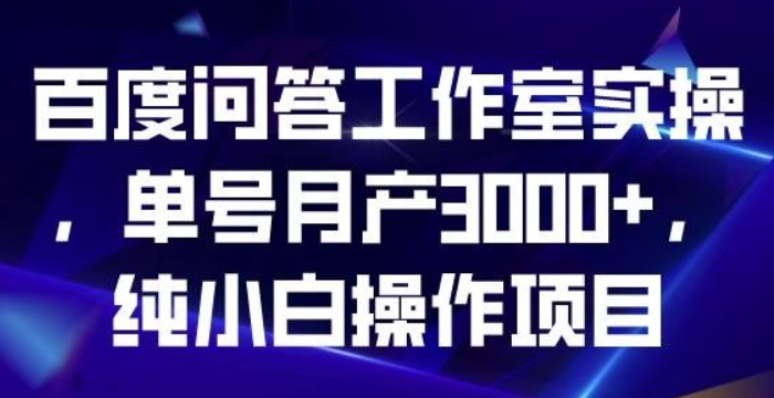 2023百度问答工作室实操，单号月产3000+，纯小白操作项目【揭秘】-虚拟资源库