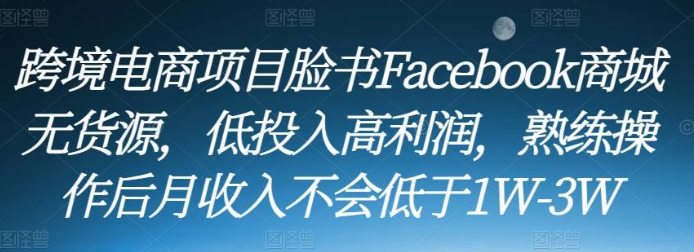 2023跨境电商项目脸书Facebook商城无货源，低投入高利润，熟练操作后月收入不会低于1W-3W-虚拟资源库