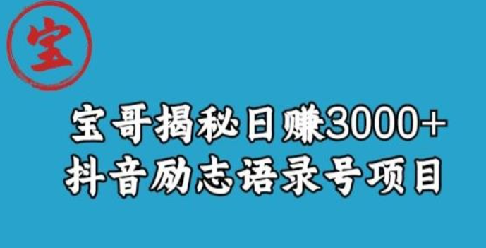 2023宝哥揭秘日入3000+抖音励志语录号短视频变现项目-虚拟资源库