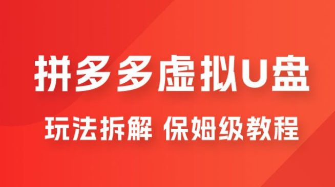 拼多多虚拟 U 盘项目玩法拆解：保姆级教程，详细拆解这套玩法-虚拟资源库