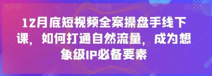 12月底短视频全案操盘手线下课必备要素-虚拟资源库