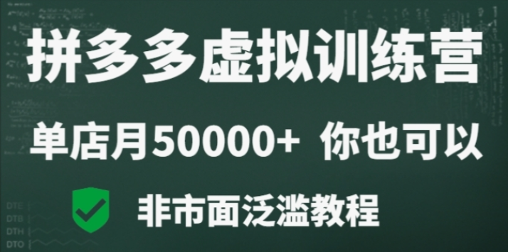 拼多多虚拟电商训练营月入30000+你也行 暴利稳定长久 副业首选-虚拟资源库