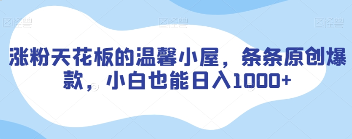 涨粉天花板的温馨小屋 条条原创爆款 小白也能日入1000+-虚拟资源库