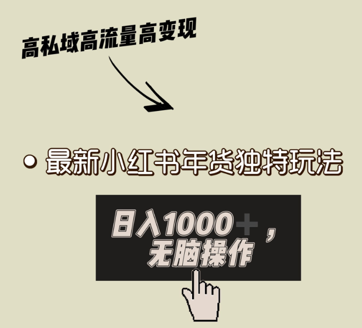 小红书年货独特玩法 高私域高流量高变现 日入1000+小白易上手-虚拟资源库