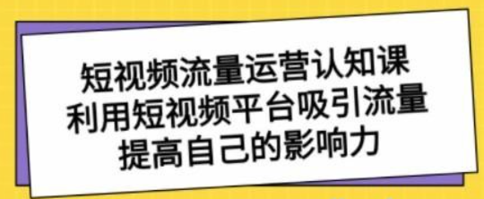 短视频流量-运营认知课，利用短视频平台吸引流量，提高自己的影响力-虚拟资源库