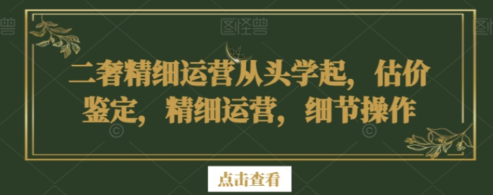 二奢精细运营从头学起 估价鉴定 精细运营，细节操作-虚拟资源库