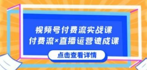 视频号付费流实战课，付费流×直播运营速成课，让你快速掌握视频号核心运营技能-虚拟资源库