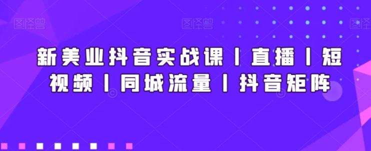 新美业抖音实战课 直播丨短视频丨同城流量丨抖音矩阵-虚拟资源库