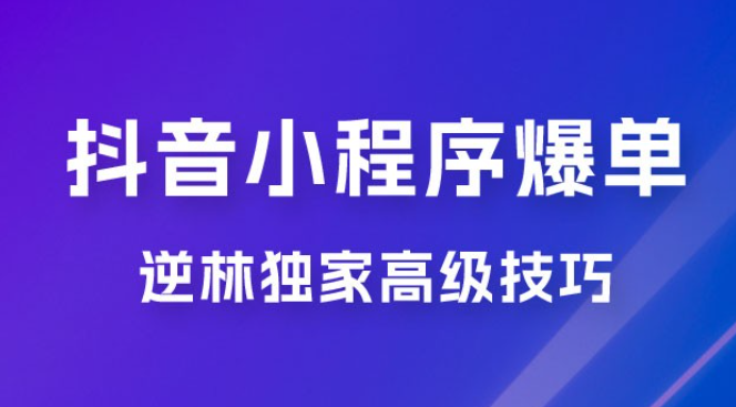 逆林抖音小程序爆单玩法，独家高级技巧，小白也可日入 300+-虚拟资源库