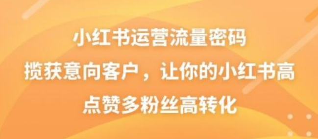 小红书运营流量密码，揽获意向客户，让你的小红书高点赞多粉丝高转化-虚拟资源库