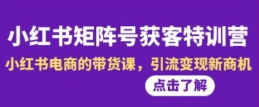 小红书-矩阵号获客特训营-第10期，小红书电商的带货课，引流变现新商机-虚拟资源库