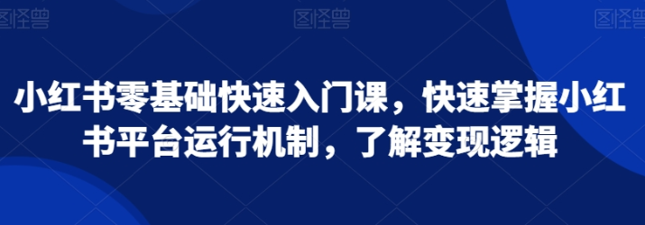 小红书零基础快速入门课 快速掌握小红书平台运行机制 了解变现逻辑-虚拟资源库