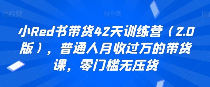 小Red书带货42天训练营零门槛无压货-虚拟资源库