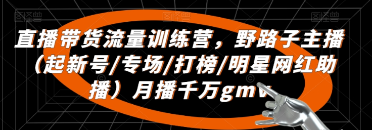 直播带货流量训练营 野路子主播（起新号/专场/打榜/明星网红助播）月播千万gmv-虚拟资源库