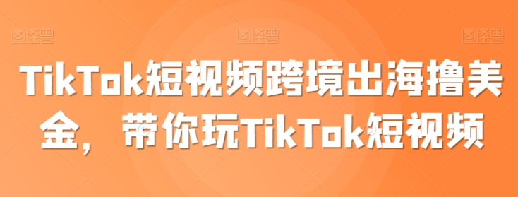 TikTok短视频跨境出海带货 带你玩TikTok短视频-虚拟资源库